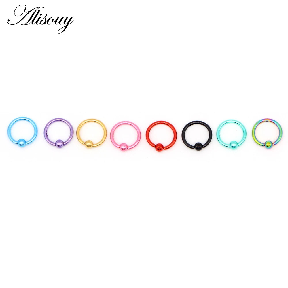 

Alisouy 1 pc Gold Black Titanium Captive Bead Hoop Ring Navel Button Rings Lip Labret Nose Rings Body Piercing Jewelry 1.2*8*3mm