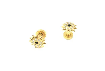 

50pcs Body Jewelry - Gold Plated Flesh Tunnel Ear Plugs Expander Stretcher Gauges Jewelry Earring Ear Studs 16g 14g 8g NEW