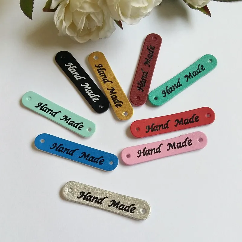 

5PCs 49x10mm Handmade PU Leather Garment Labels Cloth Main Labels Washable Patchwork DIY Sewing decorate Accessories