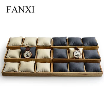 

Fanxi Bracelet Display Stand Watch Display Wood with Microfiber 3 layers Jewelry Tray Organizer Watch Display Rack
