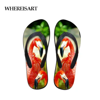 

WHEREISART Fashion Flamingos Printing Slippers Beach Shoes Men Flip Flops Summer Flat Heels Male Slides Zapatillas Dropshipping