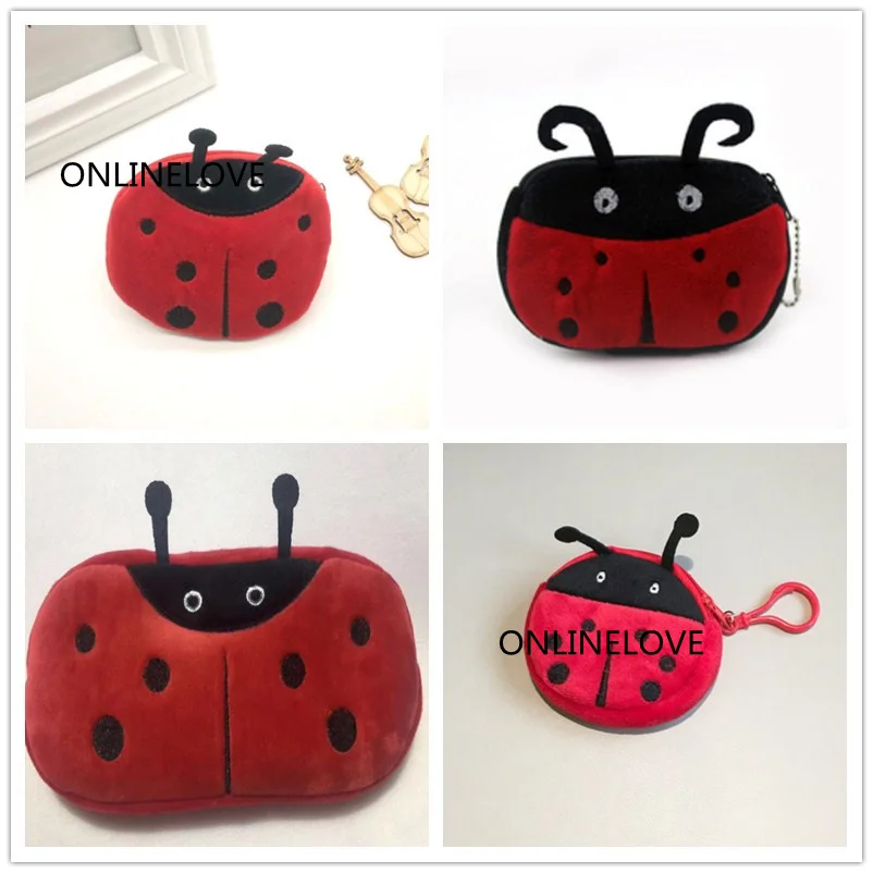 

FULL ALL 4Shapes - kawaii NEW 6-22CM Ladybug Plush coin BAG , Novelty Lady's Gift Coin pencil Purse Wallet , coin pouch