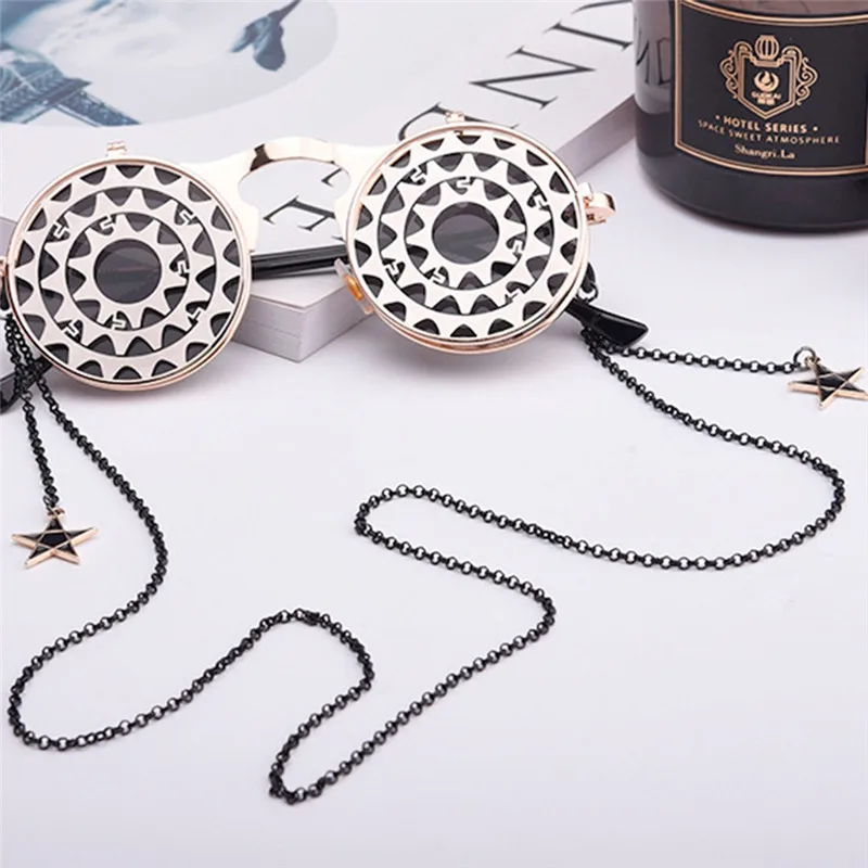 

Imixlot Retro Glasses Chain Black Pentagram Classic Decorative Chain Glasses Non-slip Lanyard Sunglasses Holder Strap