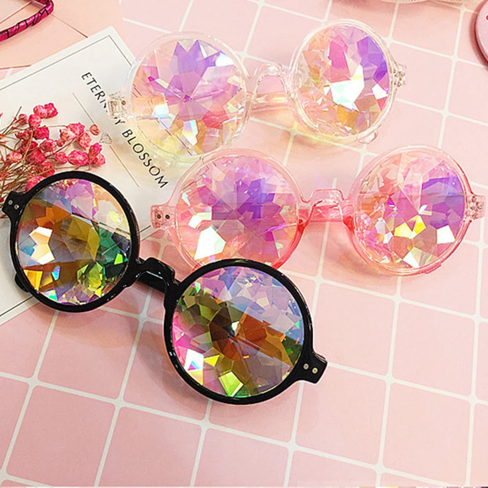 Buy Retro Round Kaleidoscope Glasses Women rave