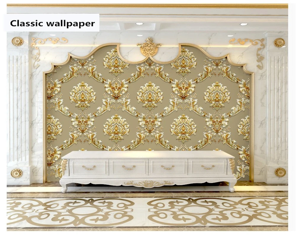 

beibehang European non-woven wall paper 3D relief embossed Damascus bedroom living room background papel de parede 3d wallpaper