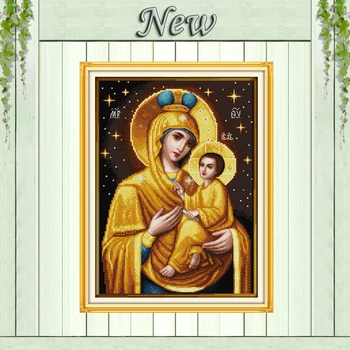 

Holy mother & her son,Counted printed on fabric DMC 11CT 14CT Cross Stitch Embroider kit,Needlework Set,Jesus religion painting