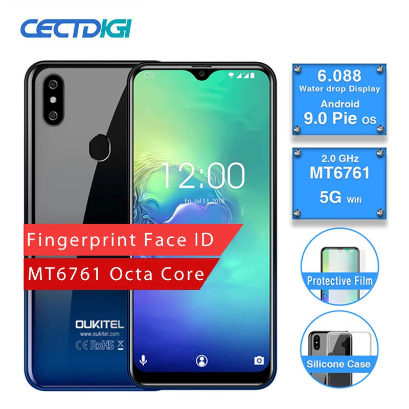 OUKITEL C15 Pro 2 ГБ 16 ГБ Android 9,0 мобильный телефон MT6761 отпечаток пальца лица ID 4G LTE смартфон 2,4G/5G WiFi Капля воды экран