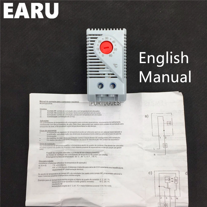 1 шт. 220 В нормально закрытый(NC) Термостат для комнаты Stego KTO011 механический термостат регулятор температуры для нагревателя