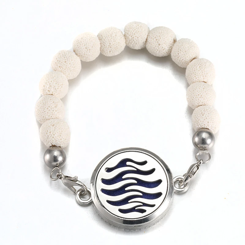 Original Natural Ripple Lava Rock Stone Beaded Bracelets Stainless Steel Essential Oil Diffuser Aromatherapy Box Women Jewelry Strand Bracelets Aliexpress