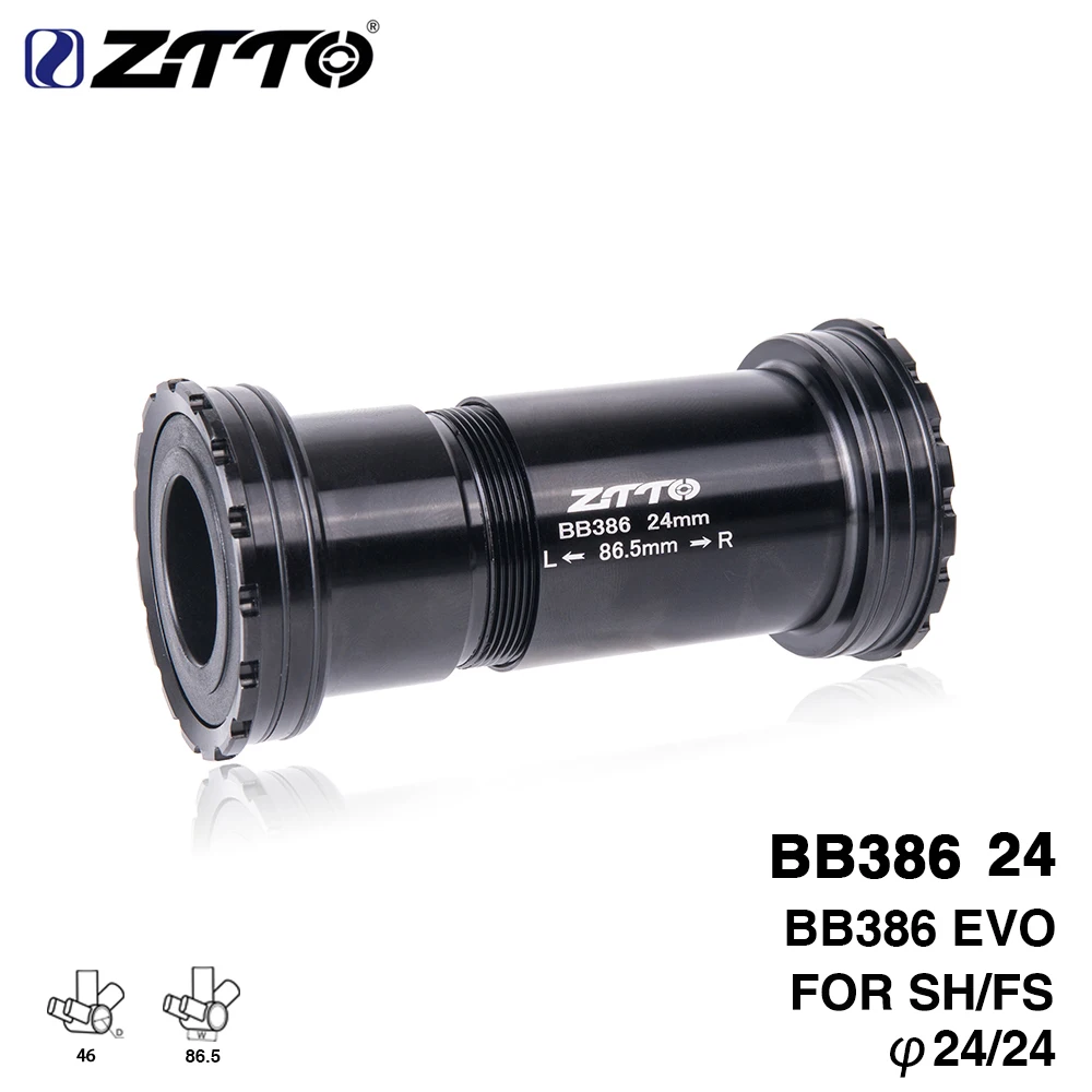 ZTTO BB386 EVO 24 Adapter Bicycle Press Fit Bottom Brackets Axle For MTB Road Bike Parts 24mm Crankset Chainset