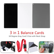 3 в 1 белый черный серый баланс карты 18 градусов серая карта 8,5*5,4 см с шейный ремень фотографии аксессуары для цифровых камер