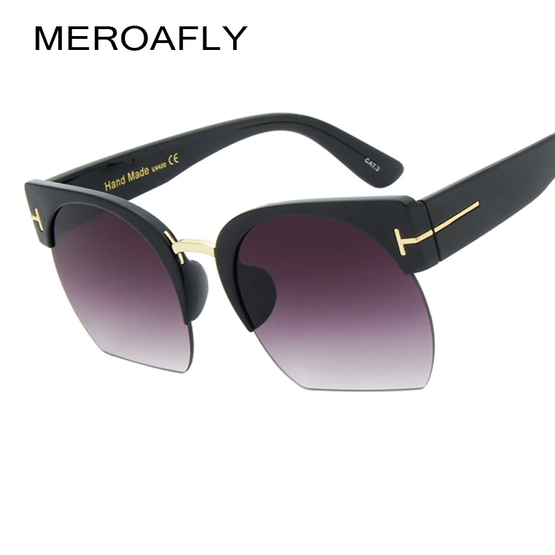 

MEROAFLY New Ladies Semi-Rimless Sunglasses Women Brand Designer Clear Lens Sun Glasses For Women Fashion Sunglass UV400 Oculos