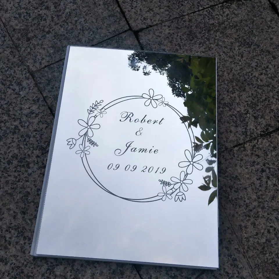 

Personalized Wedding Acrylic Guest Book Engraved Custom Wedding Gifts Signature Book Mirror Gold Silver Party Guestbook Supplies