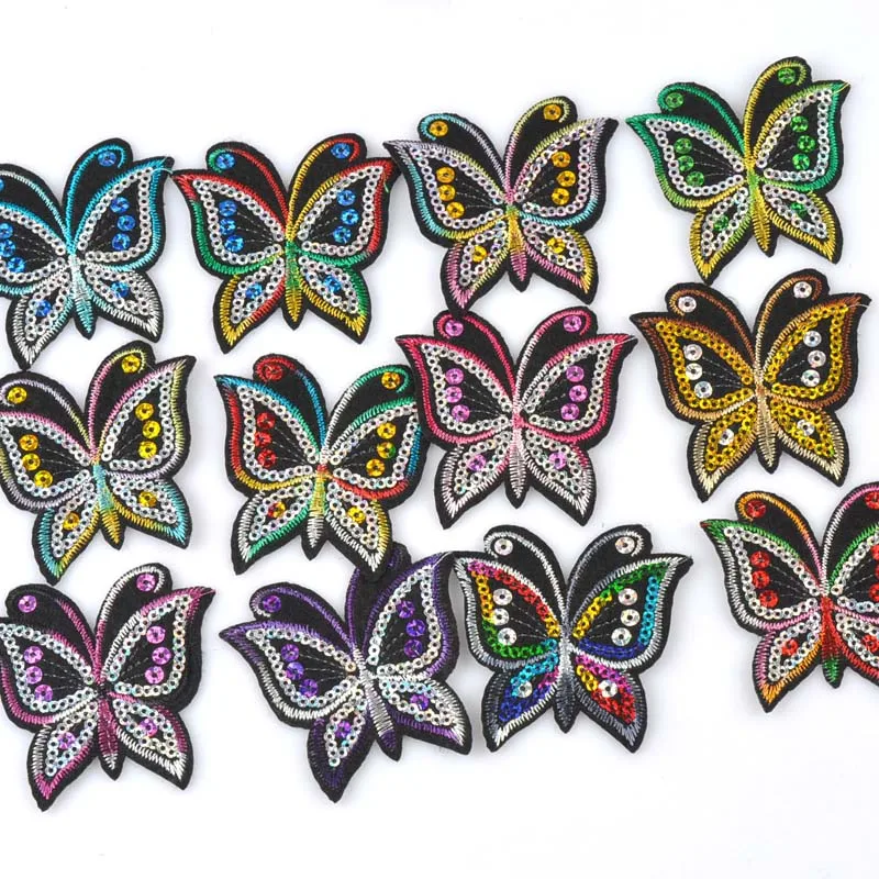 

10pcs Mixed Butterfly patches Iron On Patch Embroidered Applique Patch Clothes Stickers DIY Apparel Accessories 62x64mm cp1809