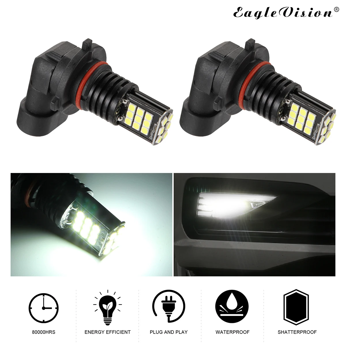 2 шт. P13W H16 H8/H9/H11 H7 H4 Led 9006 9005 туман светильник s лампы 3030SMD 2400LM 6000K белый Автомобильный фар дальнего света авто светодиодный светильник 12V 24V