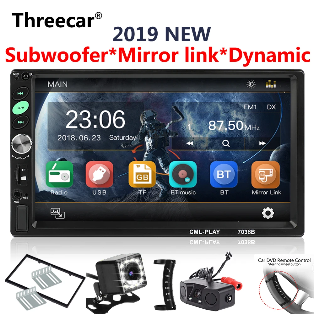 

2din Car Radio 7'' dynamic Touch mirrorlink Android subwoofer Car MP5 Player Autoradio Bluetooth Rear View Camera tape recorder
