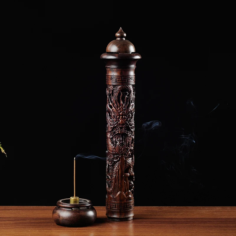 

Wood Joss Sticks Incense Holder Handmade Censer Aromatherapy Ebony Wood Dragon Sculpture Stick Incense Burner Wood Pomades