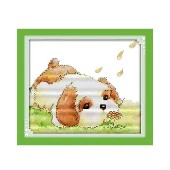 

Cute Puppy Cartoon Animal Small size Simple Beginner Cross stitch Kit diy Manual Student class Embroidery Decorative painting