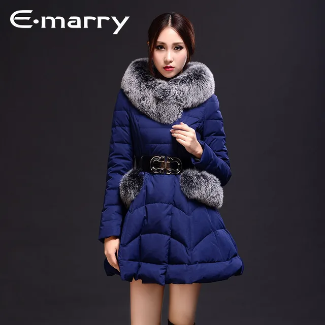 Best price at $232 Cheap New Arrive Women Luxury Winter Down Jacket Women's Fshion Down Large Fox Fur Collar Coat Long Down Jacket Big Size