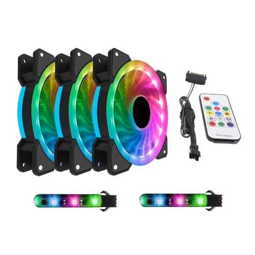 ALSEYE RGB вентилятор 120 мм кулер 12V 3pin компьютер вентилятор Dual LED кольцо многоЦветные вентиляторы дистанционного управлени - Цвет лезвия: 3Fan 2Strip Control