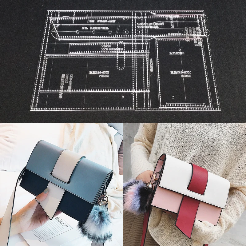 

Acrylic Template Pattern for Women Shoulder Bag Soft Leather Craft Pattern DIY Bag Stencil Sewing Pattern 21x15x7cm