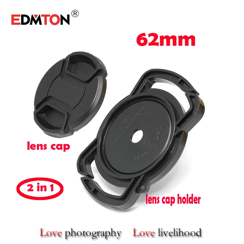 EDMTON free shipping 62mm lens cap+Camera Lens Cap keeper Universal