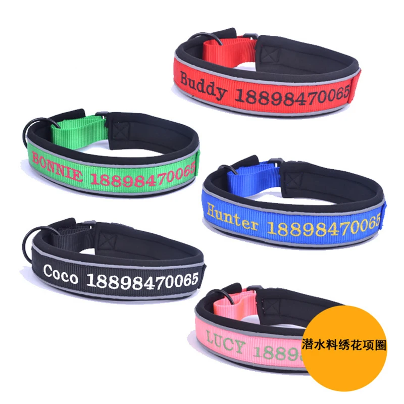 

Special Nylon Customized Embroidered Telephone Name for Pet Dog Chain Reflective Dog Collars