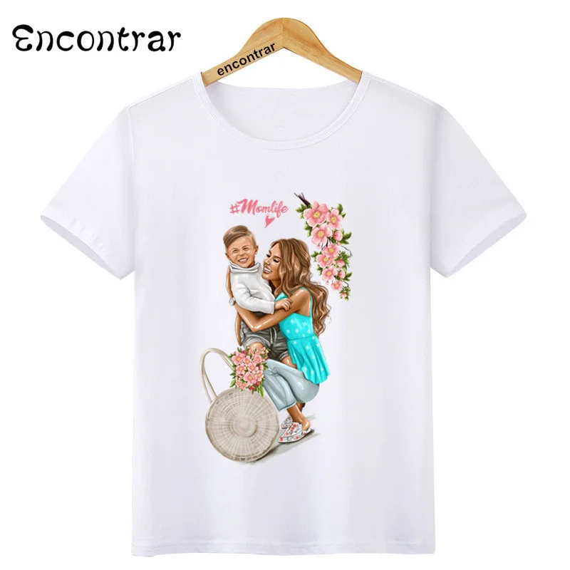 Harajuku/Модная белая футболка для мамы и дочки одежда для родителей и детей Повседневная Милая женская футболка с короткими рукавами HKP3093 - Цвет: Kid J