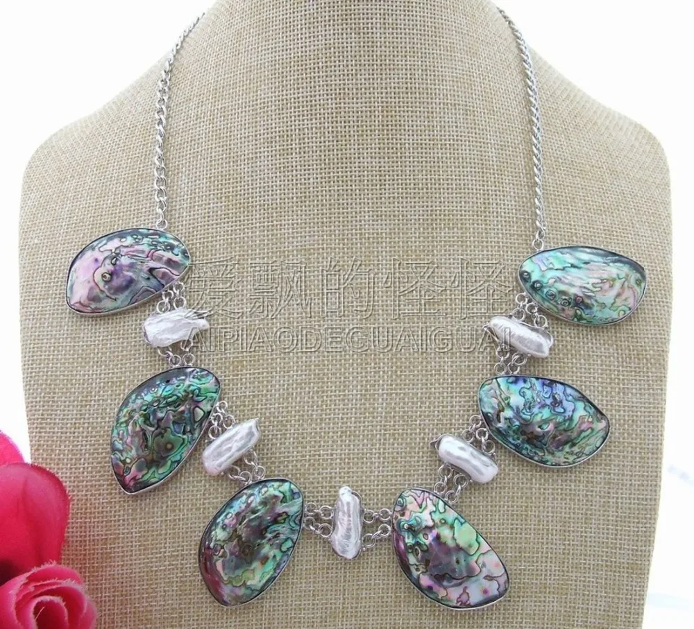 

Women's 20mm Biwa Pearl&Paua Abalone Shell Necklace