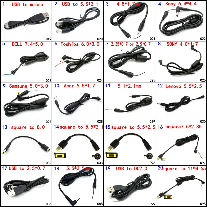 

cltgxdd 5.5*2.1/2.5/3.0mm DC Power Supply Plug Connector With Cord / Cable For Samsung Sony Dell Acer Laptop Adapter