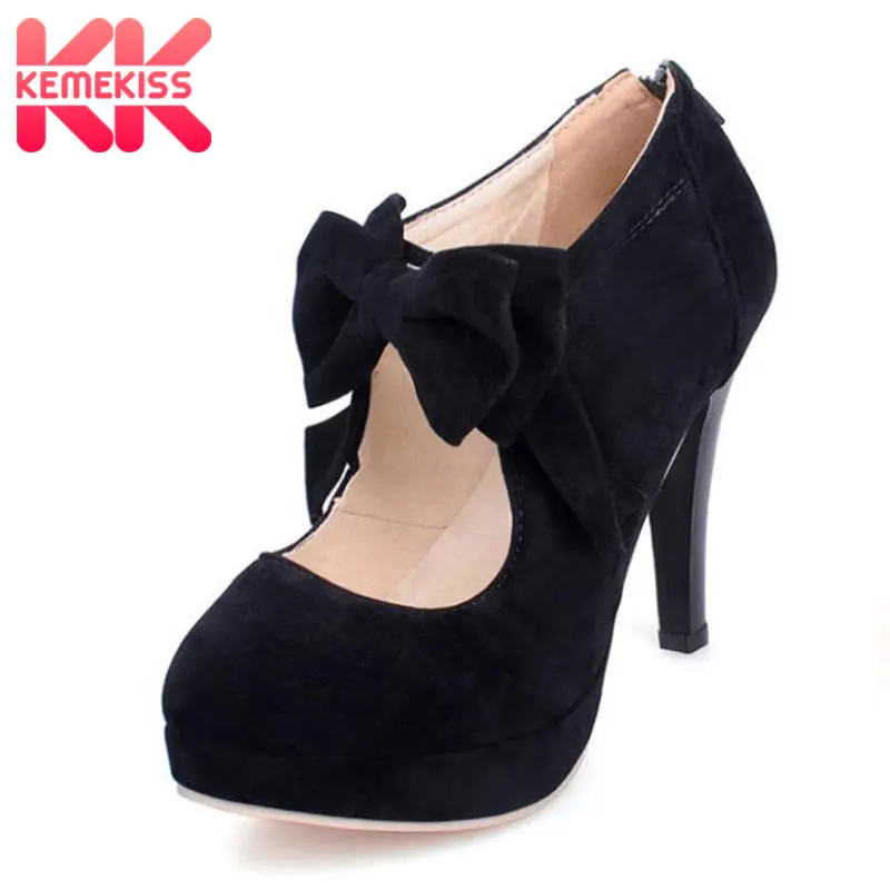 

KemeKiss Size 30-47 Fashion Vintage Woman Small Bowtie Platform Pumps,Ladys Sexy High Heeled Shoes For Women Footwear PA00150
