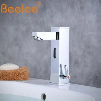 

New hot and cold Solid Brass Square Bathroom Basin Water Faucet Motion Automatic Inductive Sensor Faucet Mixer Tap (QH0116A)