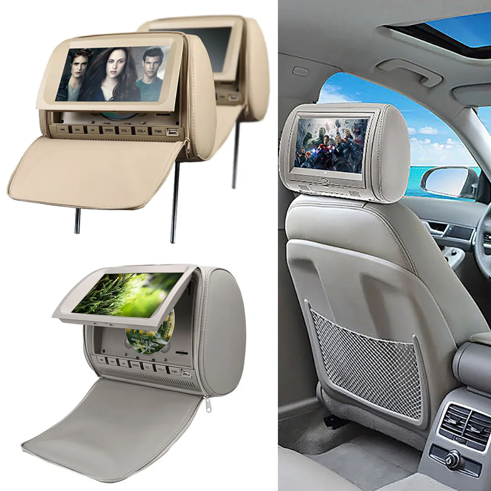 

Car DVD Headrest Backside Player Backrest's LCD Screen TV with Telescopic Steel Rod MP5 Player Built-in FM IR Transmitter