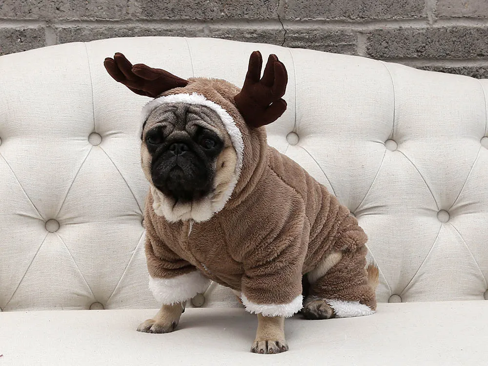 Супер теплая зимняя одежда для собак рождественский костюм овечки для собак костюм кошки комбинезон для животных пальто Чихуахуа Французский бульдог комбинезоны