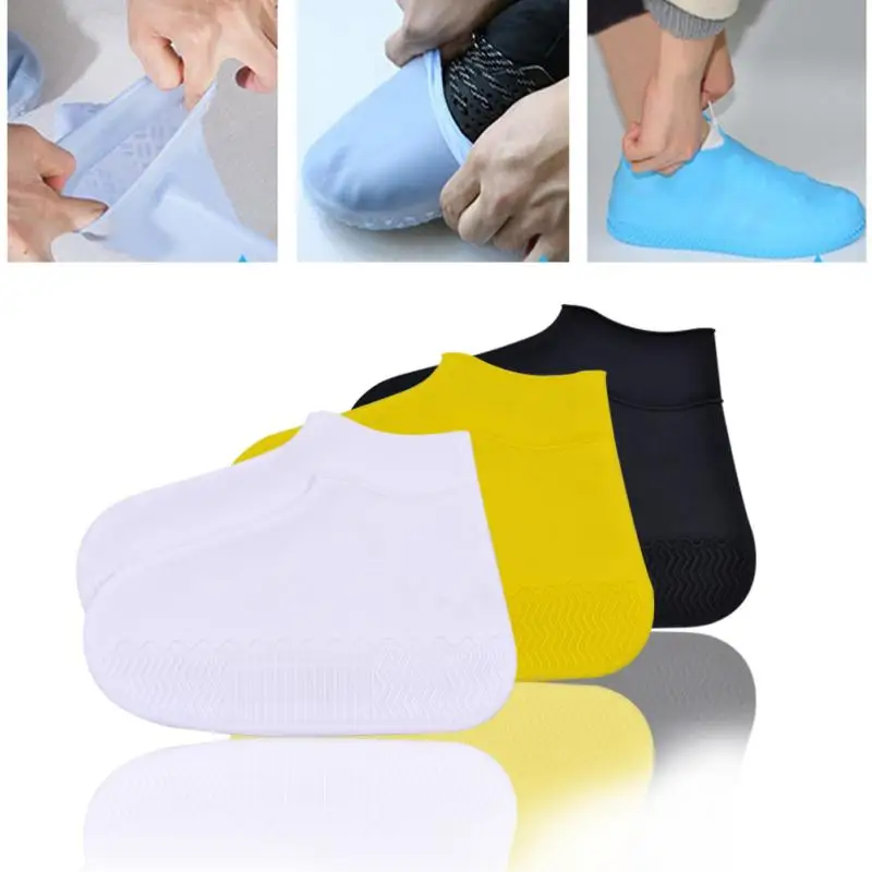 

1 Pair Recyclable Silicone Overshoes Reusable Waterproof Rainproof Men Shoes Covers Rain Boots Non-slip Washable 3 Colors M/L