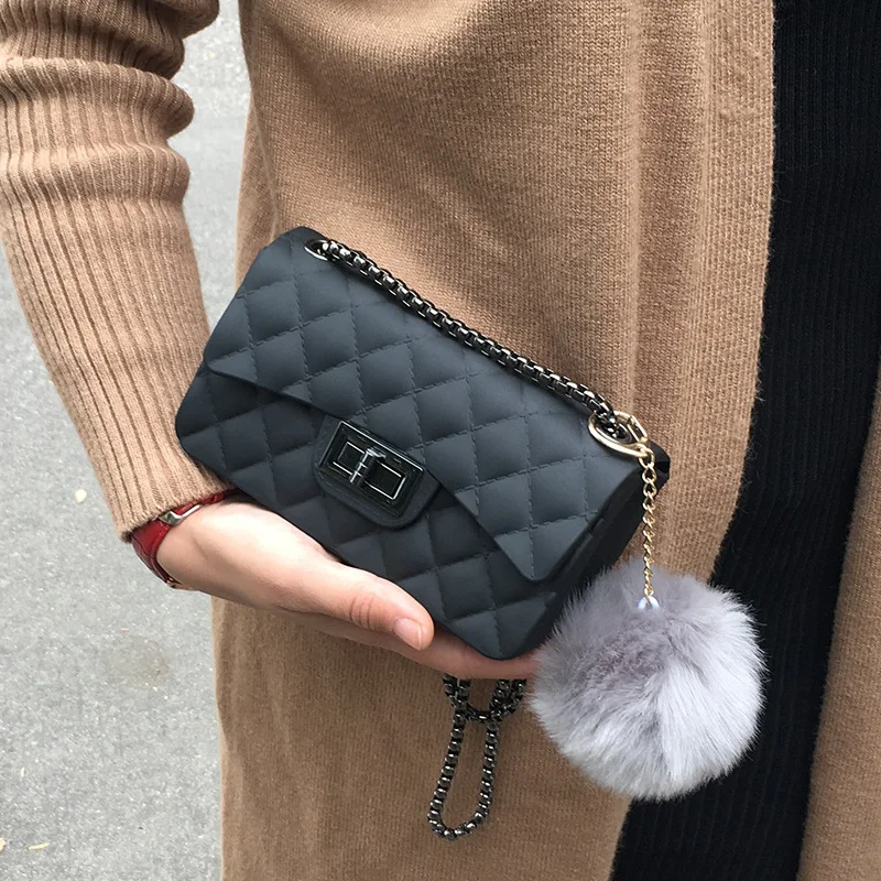 Matte jelly bag 2018 Fashion Small Women Clutch Bags Designer Lingge Chain Crossbody Lady bags Candy Color Women Shoulder Bag