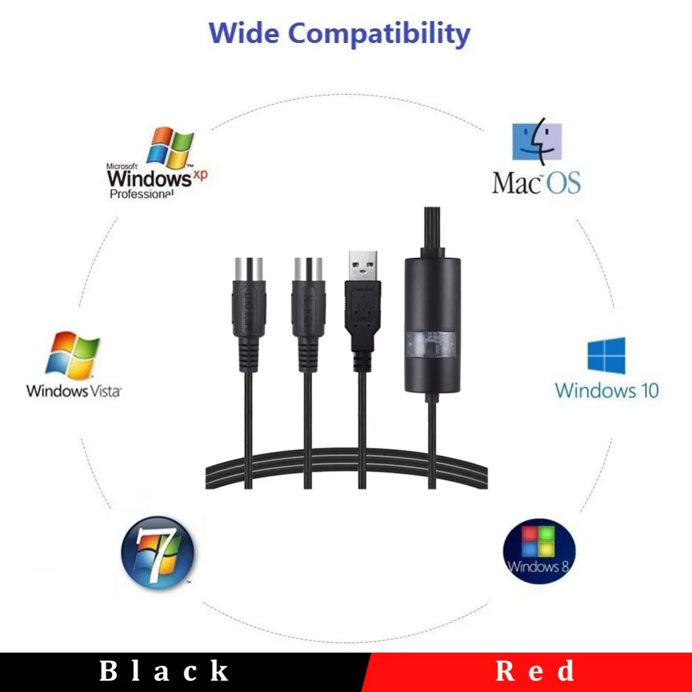 Электрический пианино барабан USB до 2 MIDI интерфейс адаптер кабель конвертер для ПК Музыка Клавиатура Синт адаптер Windows Mac iOS 2 метра