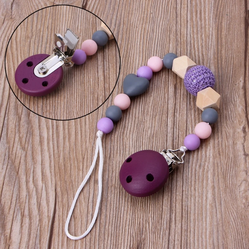 

Cute Purple Baby Teething Dummy Pacifier Clip Infant Soother Nipple Strap Chain safe