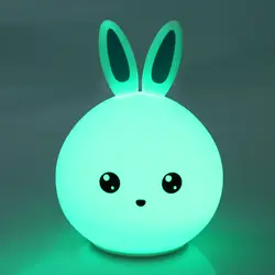 Новое поступление USB Перезаряжаемый милый кролик силиконовый светодиодный ночник с узором 7 цветов милый подарок для друзей или ребенка