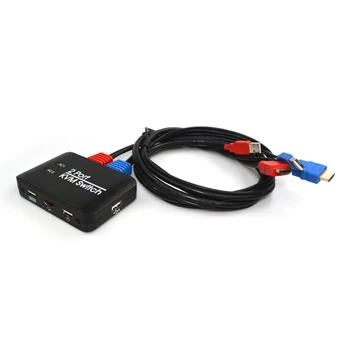 

NEW 2 Port KVM Switch USB HDMI 2.0 4K Switcher Support LED For Windows For Apple For Android Black