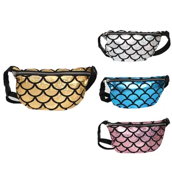 

Fashion waist bag women men unique print Casual Double Color Sequins Unisex fanny pack