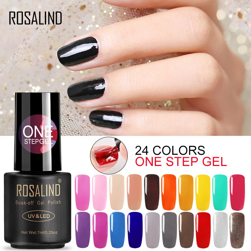 

ROSALIND Nail Art Gel Color 3 in 1One Step Nail Polish Vernis Semi Permanent Gel Varnish Manicure Primer Top Coat Decorations