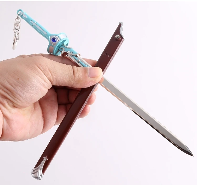 10 видов стилей Большой 22 см ключевые цепочка с мечом и ножны Art Online из «Sword Art Online»(Sao), Арка «призрачная пуля»(Kirito Юки Асуна брелок Косплэй кольцо для ключей - Цвет: with hoder