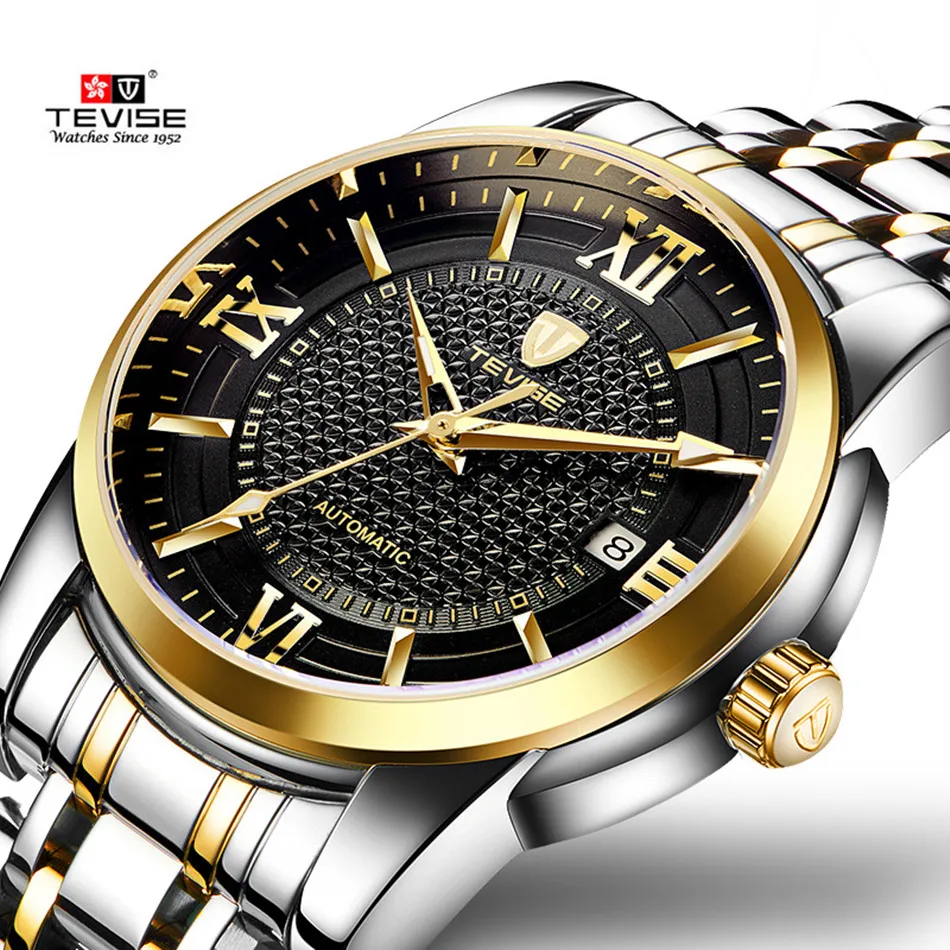 

TEVISE Top Brand Business Men Watch Calendar Automatic Mechanical Watch Steel Waterproof Luminous Casual Wristwatch for Men