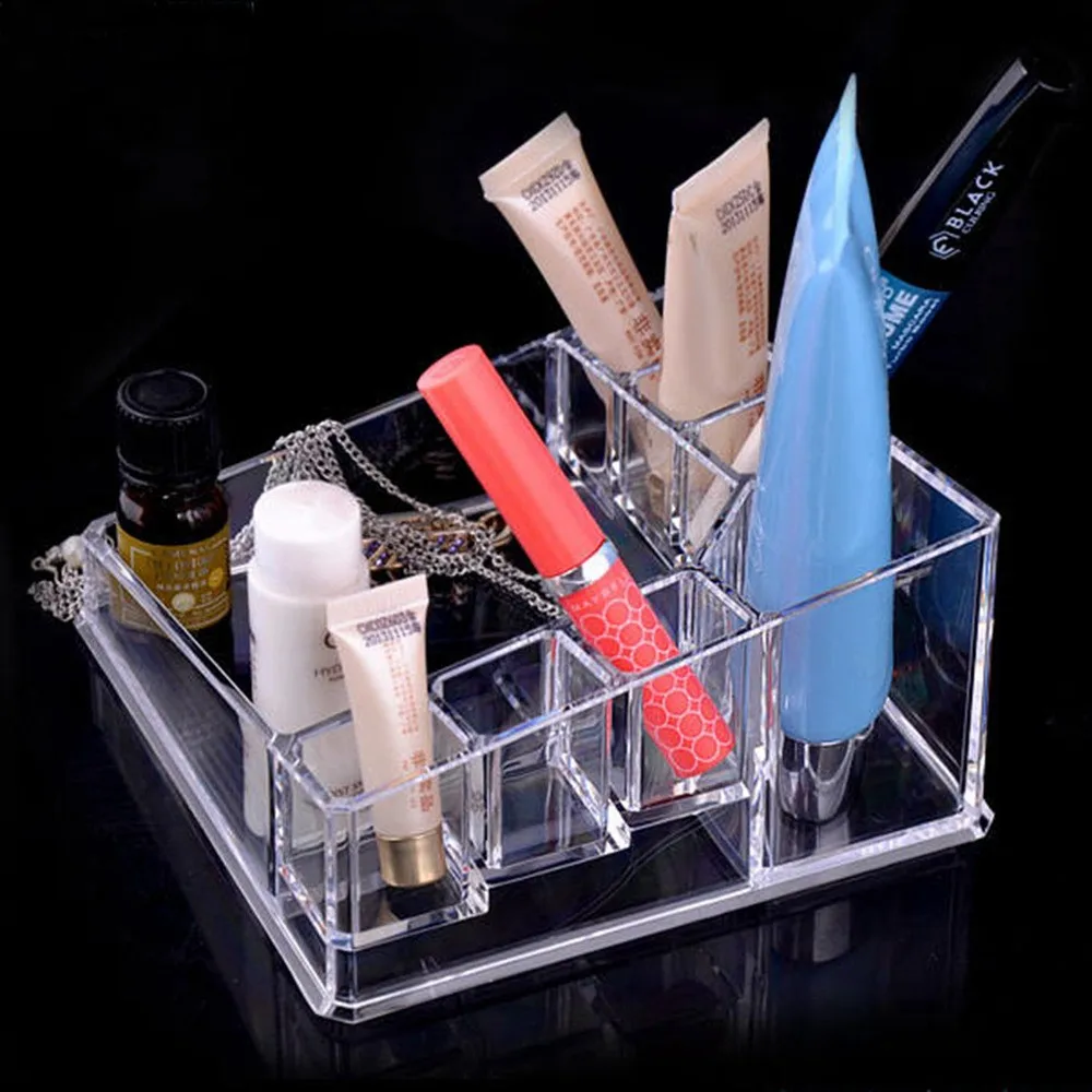 Европейский акриловый прозрачный косметический Органайзер для макияжа, кристальная пластиковая губная помада, образец духов, настольная коробка для хранения, модный подарок