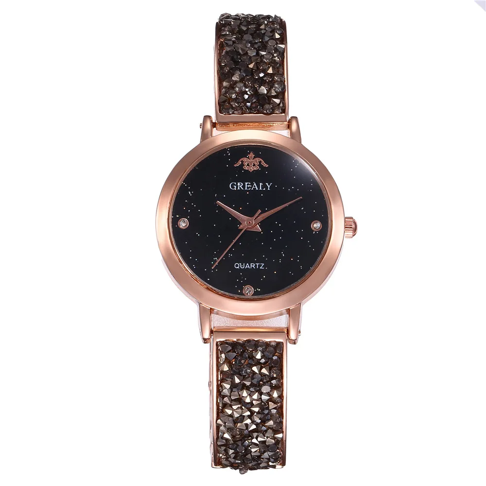 Роскошные женские часы Звездное небо Циферблат Кристалл браслет со стразами аналоговые кварцевые часы женский браслет наручные часы - Цвет: Другое