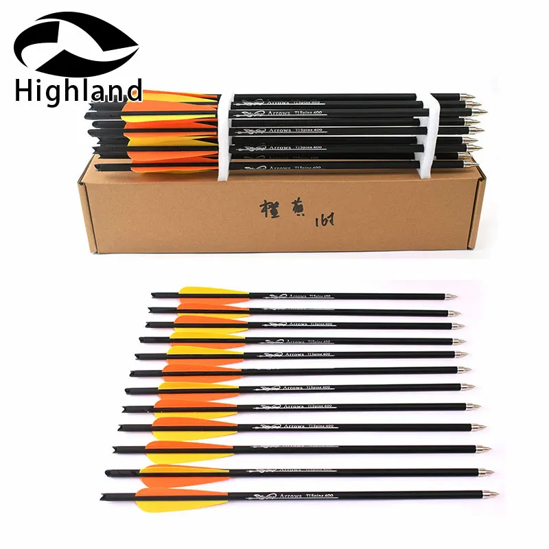 12PCS Target Arrows 16 20 Inches Crossbow Bolts Carbon Arrow for Archery Hunting Shooting with Orange yellow feather