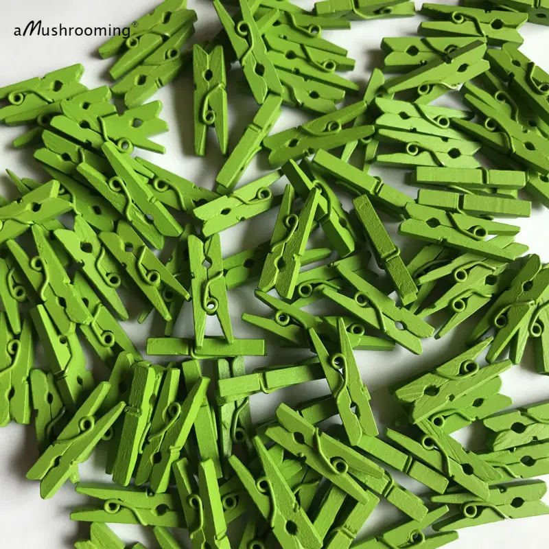 Buy 100 Mini Clothespins Pea Green 1" for hang banner