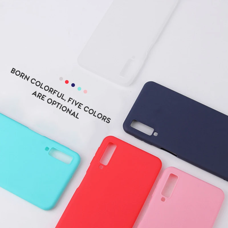 Матовый чехол для телефона samsung Galaxy A7, A6, A8 Plus, A5, A9, Star Lite, A8S, A6S, простой однотонный мягкий чехол из ТПУ ярких цветов на заднюю панель