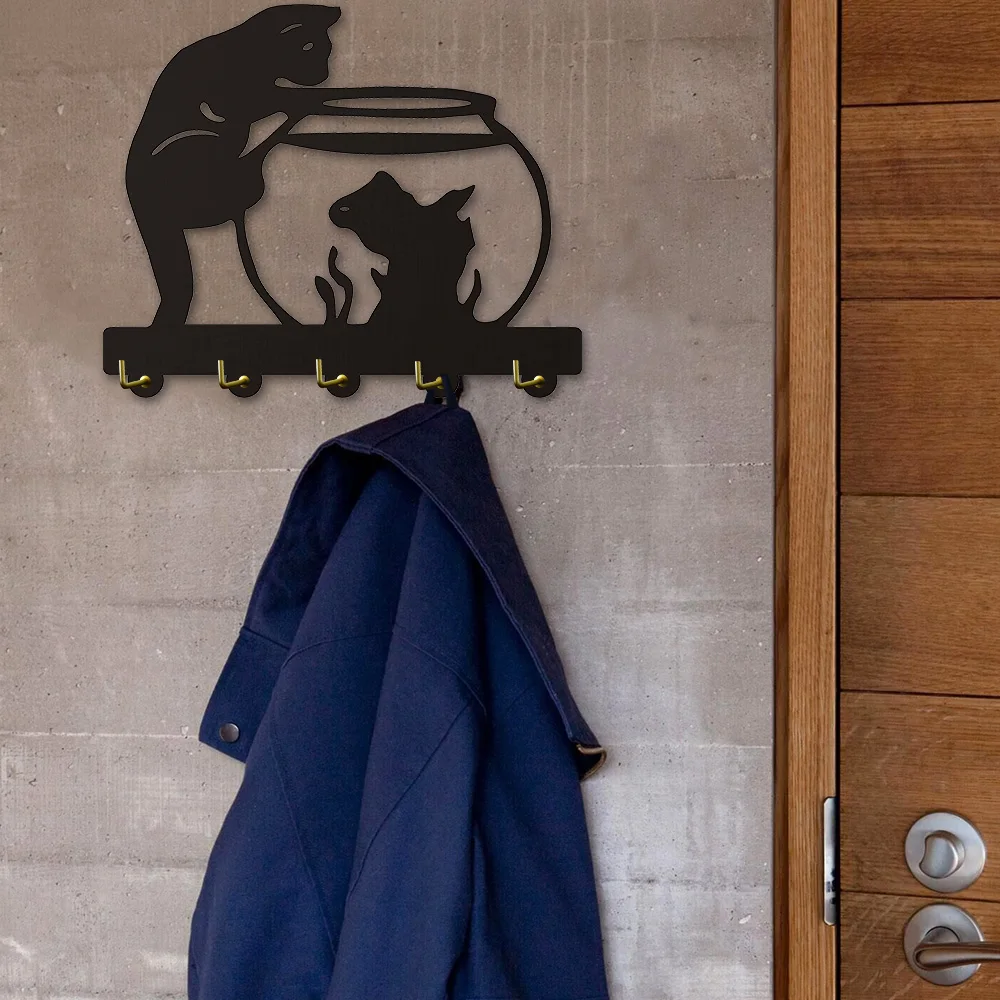 1Piece Cat Wall Hanger Hook Fishbowl Decor Wall Hook Coat Rack Hook